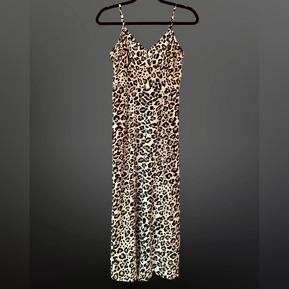 Angie Leopard/Cheetah Print V-Neck Sleeveless Jumpsuit Romper - Size S